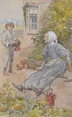 David & His Great Aunt Watercolour by William Rainey, Watercolour, ink and pencil, offered Dec 2018