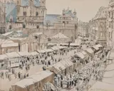 Malines Watercolour by Henry Rushbury, Watercolour, pencil and wash, sold Dec 2018