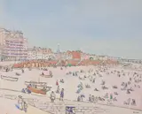 British seaside town by Douglas Fox Pitt, Watercolour and charcoal Both signed lower right Each, sold Dec 2018