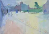 Bus Stop, Stockport Pencil by Anthony Gross, Pencil, watercolour and ink, sold Dec 2018