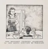 Miss Drunwert Subjected Miscreants To One Hour's Scrutiny by Glen Baxter, 1980, Ink on paper, offered Dec 2018