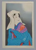 A Woodblock Print in inks and colour on paper entitled Moon from her series Snow, Moon, Flower, edition limitation seal to the reverse no by Torii Kiyomitsu, Print, sold Nov 2018