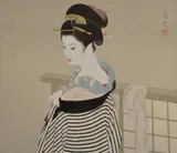 A Woodblock Print Preparation by Shimura Tatsumi, Print Preparation, in inks and colours on paper, red seal and edition limitation, sold Nov 2018
