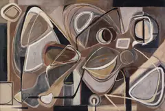 Organic Shaped Figure in Brown Oil on board Signed with initials lower right, titled by Bianca Smith, Oil on board, sold Nov 2018