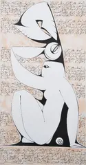 The Earth Poem' Mahmoud Darwish Silkscreen print and watercolour, 1979 Signed in pencil, titled, dated and numbered 40/50 Sheet: 99 x 69cm (38¾ x 27 in.) by Mona Saudi, Silkscreen print and watercolour, sold Nov 2018