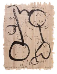 Papyrus with Counter-Magic for Protection Ink on papyrus Signed and dated 9'82 lower right, titled lower left 41 x 31cm (16 x 12 in.) Unframed by Berenice Sydney, Ink on papyrus, offered Oct 2018