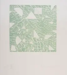 Floating Shapes Etching printed in colours, 1971 Signed in pencil, dated 10'71 and inscribed APII Plate: 32.5 x 32.5cm (12¾ x 12¾ in.) Unframed by Berenice Sydney, Etching printed in colours, offered Oct 2018