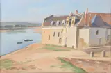 Chateaux by the river Oil on board Signed lower right 32 x 49cm (12½ x 19¼ in.) λ Indicates that this lot may be subject to Droit de Suite royalty charges by Gaston Vaudou, Oil on board, sold Aug 2018