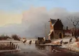 Skaters in a winter landscape Oil on panel 20.5 x 28.5cm (8 1/8 x 11 1/4in.) Provenance: MacConnal-Mason & Sons, Ltd., London; by Jan Jacob Spohler, Oil on panel, sold Jul 2018