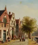 Brouwersgracht, Amsterdam Oil on panel Signed lower left 18.5 x 14.5cm (7 1/4 x 5 3/4in.) Provenance: MacConnal-Mason & Sons, Ltd., London by Jan Jacob Spohler, Oil on panel, sold Jul 2018