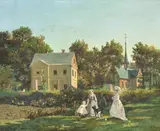 Village life; Elegant figures on a midday stroll Oil on board One signed lower right Each 25 x 31cm (9 3/4 x 12 1/4in.) (2) by Jan Gerard Smits, Oil on board One signed lower right Each, offered Jul 2018