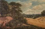 Landscape with cornfield Oil on canvas Signed and dated 1867 lower right 50.5 x 76cm (19¾ x 29¾ in.) by John Joseph Hughes, 1867, Oil on canvas, offered Jul 2018