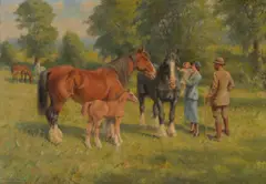 Visitors from Town Oil by Rowland Wheelwright, Oil on canvas, offered Jul 2018