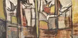 April Landscape - St by Tony O'Malley, 1962, Oil on board, sold Jul 2018
