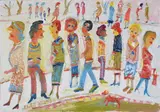 Street Life by Fred Yates, Oil on canvas, offered Jul 2018