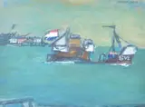 Dutch Trawler Oil on paper Signed upper right 21.5 x 29.5cm (8¼ x 11½ in.) λ Indicates that this lot may be subject to Droit de Suite royalty charges by Alfred Cohen, Oil on paper, sold Jul 2018