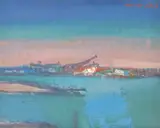 Dusk Sky over Wells Oil by Alfred Cohen, 1980, Oil on canvasboard, sold Jul 2018