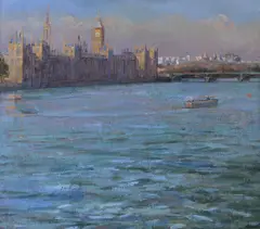 Palace of Westminster by Robert Brown, Oil on canvas, sold Jul 2018