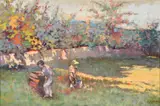 Mattino dei Vendinio Oil by Ubaldo Ballerini, Oil on board, offered Jul 2018