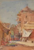Cairo Street Scene within the Old City Gate Watercolour and pencil Signed with initials lower left 37 x 26cm (14½ x 10 in.) by Hercules Brabazon Brabazon, Watercolour and pencil, sold Jul 2018