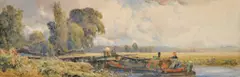 Barge Entering Woolhampton Lock Watercolour Signed lower by Robert Thorne Waite, Watercolour, sold Jul 2018