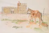 Arab Legion Fort Transjordan Watercolour Signed and dated 1942 by Anthony Gross, 1942, Watercolour, sold Jul 2018