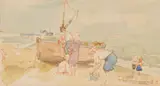 Figures on the Beach at Deal Watercolour Signed with initials by Edward Ardizzone, Watercolour, sold Jul 2018