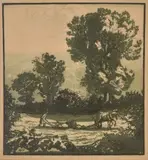 Le Laboureur by Jacques Beltrand, woodcut, offered Jul 2018