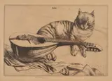 Cat and Mandolin Etching with drypoint by Robert Austin, Etching with drypoint, signed in pencil, lower right, numbered, sold Jul 2018