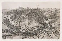 Heath with Juniper Etching Signed in by Anthony Gross, Etching, sold Jul 2018