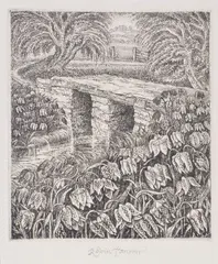 Fritillaries By A Bridge Etching Signed in by Robin Tanner, Etching, sold Jul 2018