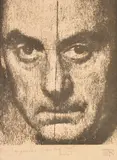 Self Portrait Lithograph Signed with initials in pencil and inscribed in pen to lower margin Image: 20 x 15.5cm (7 7/8 x 6 1/8in.) by Man Ray, Lithograph, sold Jul 2018