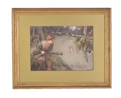 Shooting Rabbits Watercolour Signed with initials and dated by John Dawson Watson, 1888, Watercolour, offered Jun 2018