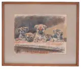 Teazel's Puppies Pastel Signed and dated 60 lower left by Peter Biegel, Pastel, sold Jun 2018