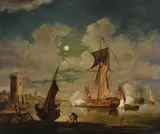 Firing the guns by Francis Swaine, Oil on canvas, offered Apr 2018