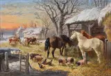 Farmyard in Winter; Farmyard in Summer by John Frederick Herring Jnr, 1874, Oil on canvas, sold Apr 2018