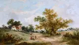 Landscape with children on a path by James E Meadows, 1859, Oil on canvas, sold Apr 2018