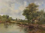 Dedham by the lock keeper's cottage by Frederick William Watts, Oil on canvas, sold Apr 2018