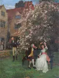 Under the Apple Blossom by Charles Haigh-Wood, Wood, sold Apr 2018