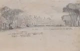 Quiddenham Hall, Attleborough, Norfolk by John Sell Cotman, 1818, Pencil and brown wash, sold Apr 2018