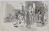 City Traffic, pedestrians King Cross by Anthony Gross, 1947, Pencil, sold Apr 2018