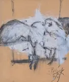 Bird Oil and charcoal on paper by Elisabeth Frink, Oil and charcoal on paper, sold Apr 2018