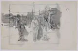 City Traffic pedestrian with dog no.1, a walk near King's Cross Pencil by Anthony Gross, 1947, Pencil, sold Apr 2018