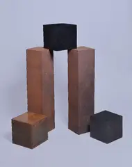 Visionary Fragment, 2007 Metal cubes: oxidised steel, copper, patinated brass, wooden platform by Katja Strunz, sculpture, offered Apr 2018