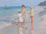 Evening by the Sea Oil on canvas Signed lower right, inscribed verso 46 x 61cm (18 x 24in.) by Aleksandr Averin, Oil on canvas, sold Apr 2018