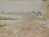 Dieppe Oil by Bernard Dunstan, Oil on board, sold Apr 2018