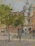 Santa Maria dei Miracoli by Bernard Dunstan, Oil on board, sold Feb 2018
