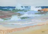 Sea Evening Light Oil on paper Signed with intials lower right 20 x 27cm (8 x 10 3/4in.) Donald McIntyre was born in Leeds in 1923 to Scottish parents by Donald McIntyre, Oil on paper, sold Feb 2018