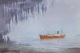 Antarctic Exploration Ship, 35 x 51cm by Sydney Vale, watercolour, sold Jun 2021