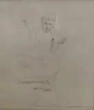 A Russian dancer, inscribed by the artist 'To Ursula Tyrwhitt and dated 1936, 35 x 30cm by Ethel Walker, 1936, pencil, sold Jun 2021